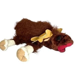 Vintage 1981 Mary Johnson Moose Reindeer Hand Puppet 19" Fuzzy Expressive RARE